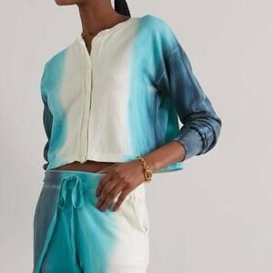 THE ELDER STATESMAN Scape ombre organic cotton cashmere-blend cardigan sz M